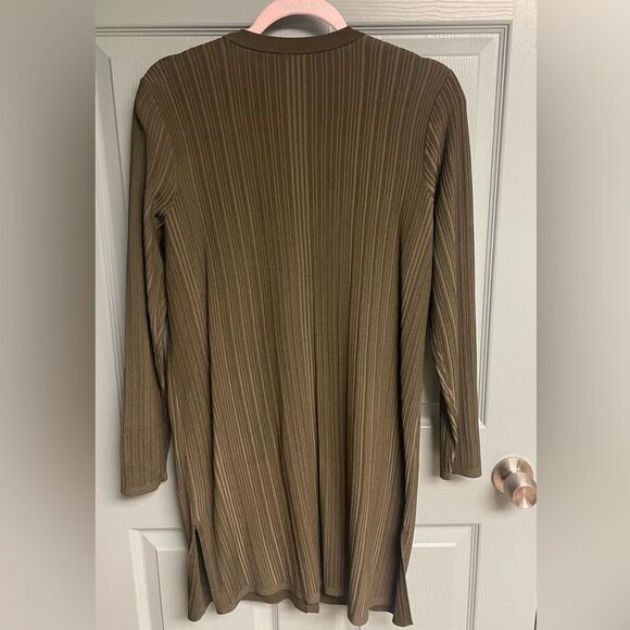 Ladies Chico, open front cardigan with pockets, color, olive green, size 1 - Picture 2 of 5